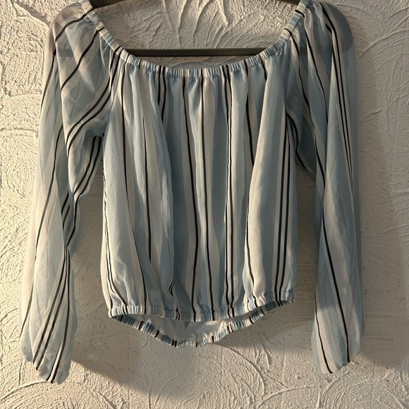 GUESS Ladies Striped shirt blouse with elastic cuffs and bottom - size large - Picture 3 of 3